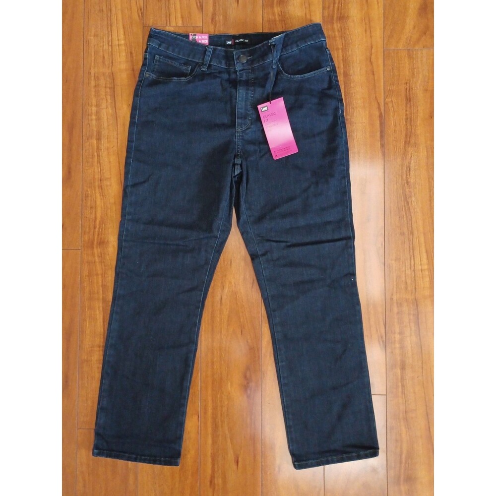 Lee Women's Jeans Size 14 Short Blue Below Waist Stretch Classic Fit Y2K NWT